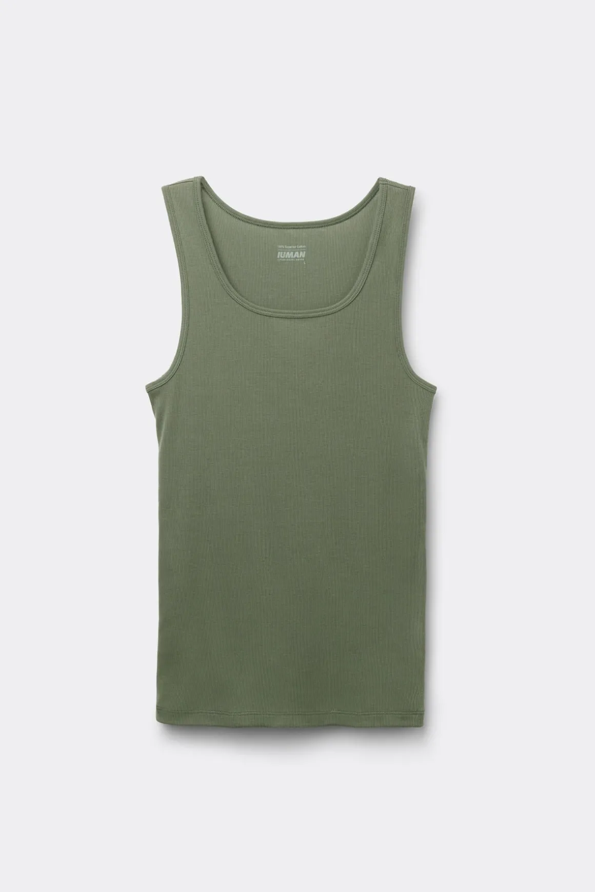 Camiseta sin mangas de hombre en algodón superior con canalé
