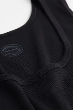 Camiseta sin mangas de hombre en algodón superior con canalé