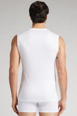 Camiseta sin mangas y con tirantes anchos de algodón mercerizado premium