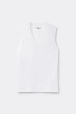 Camiseta sin mangas y con tirantes anchos de algodón mercerizado premium