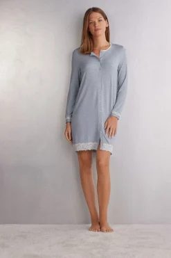 Camisón Abierto con Detalles de Encaje