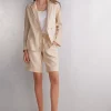 Chaqueta de Doble Botonadura en Tela de Lino