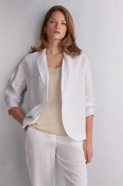 Chaqueta de Doble Botonadura en Tela de Lino