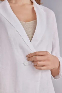 Chaqueta de Doble Botonadura en Tela de Lino