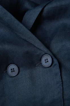 Chaqueta de Doble Botonadura en Tela de Lino