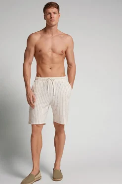Pantalón Corto de Felpa a Rayas Verticales