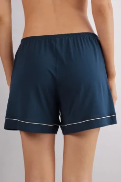 Pantalón Corto de Modal con Bordes en Contraste