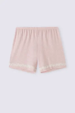 Pantalón Corto de Modal con Detalles de Encaje