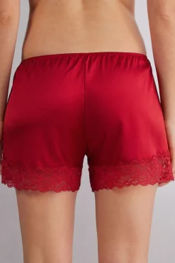 Pantalón Corto de Seda con Encaje