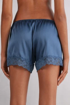 Pantalón Corto de Seda con Encaje