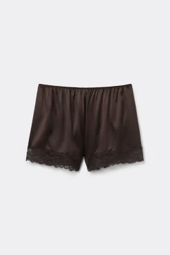 Pantalón Corto de Seda con Encaje