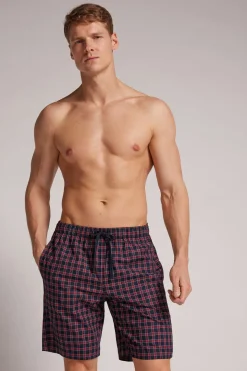 Pantalón Corto de Tela a Cuadros