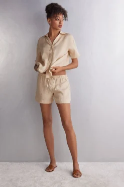 Pantalón Corto en Tela de Lino