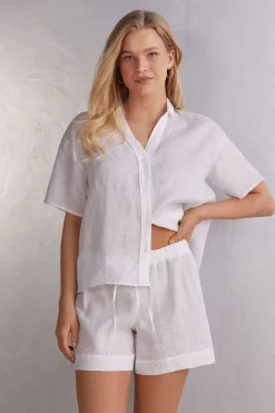 Pantalón Corto en Tela de Lino