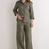 Pantalón Largo con Cordón Ajustable en Tela de Lino