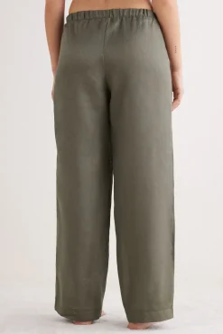 Pantalón Largo con Cordón Ajustable en Tela de Lino