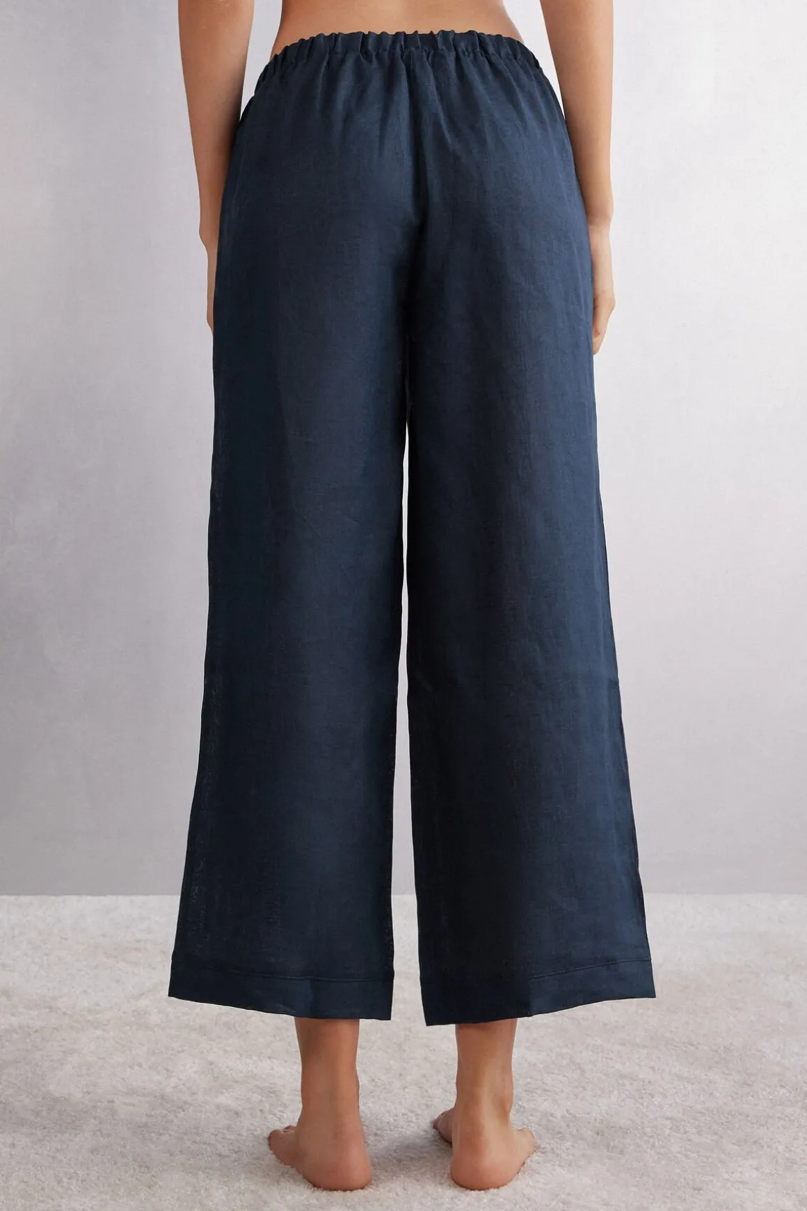Pantalón Largo con Cordón Ajustable en Tela de Lino