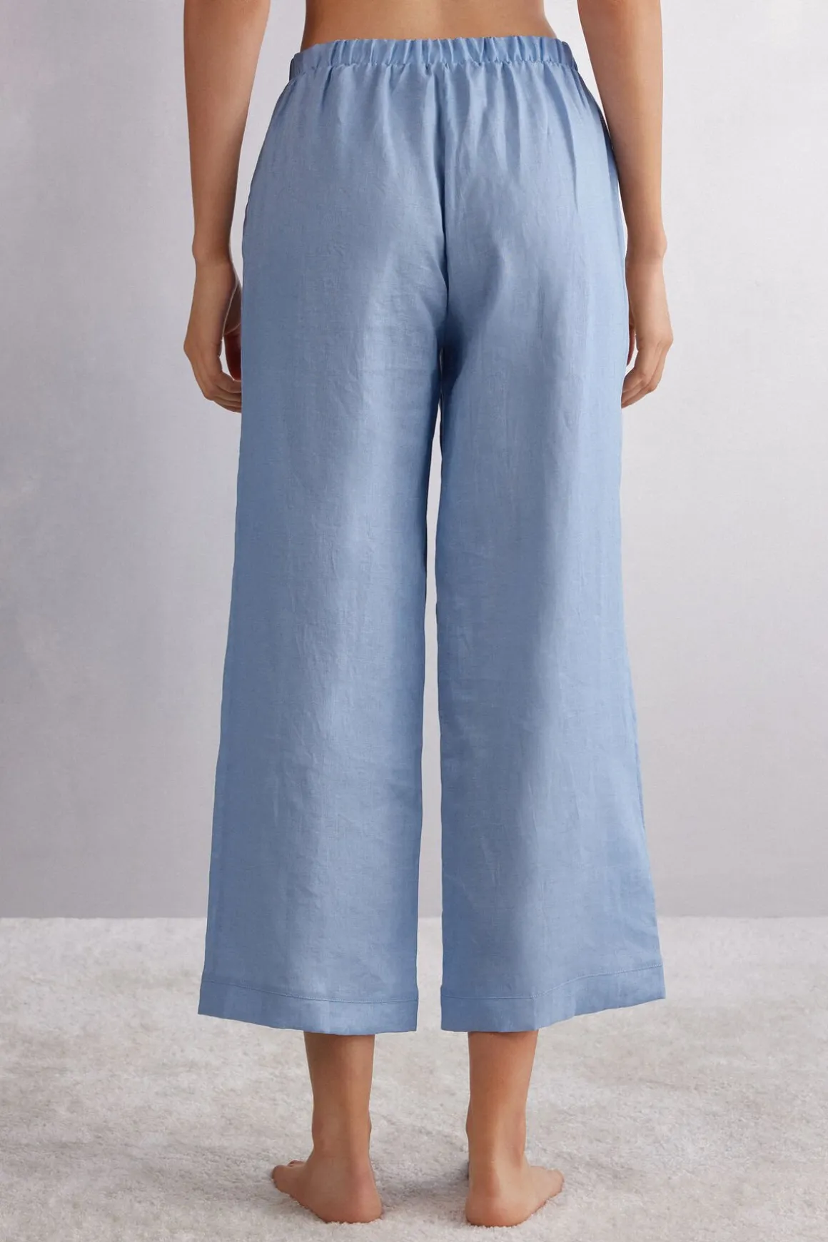 Pantalón Largo con Cordón Ajustable en Tela de Lino