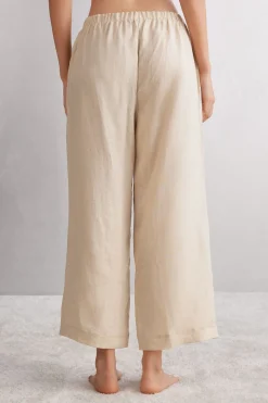 Pantalón Largo con Cordón Ajustable en Tela de Lino