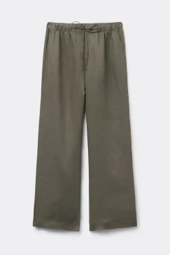 Pantalón Largo con Cordón Ajustable en Tela de Lino