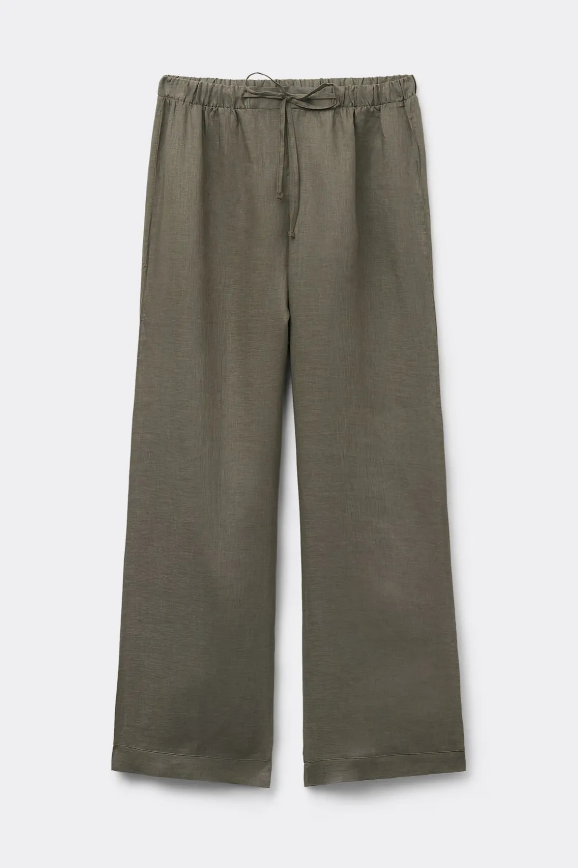 Pantalón Largo con Cordón Ajustable en Tela de Lino