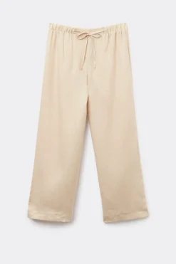 Pantalón Largo con Cordón Ajustable en Tela de Lino