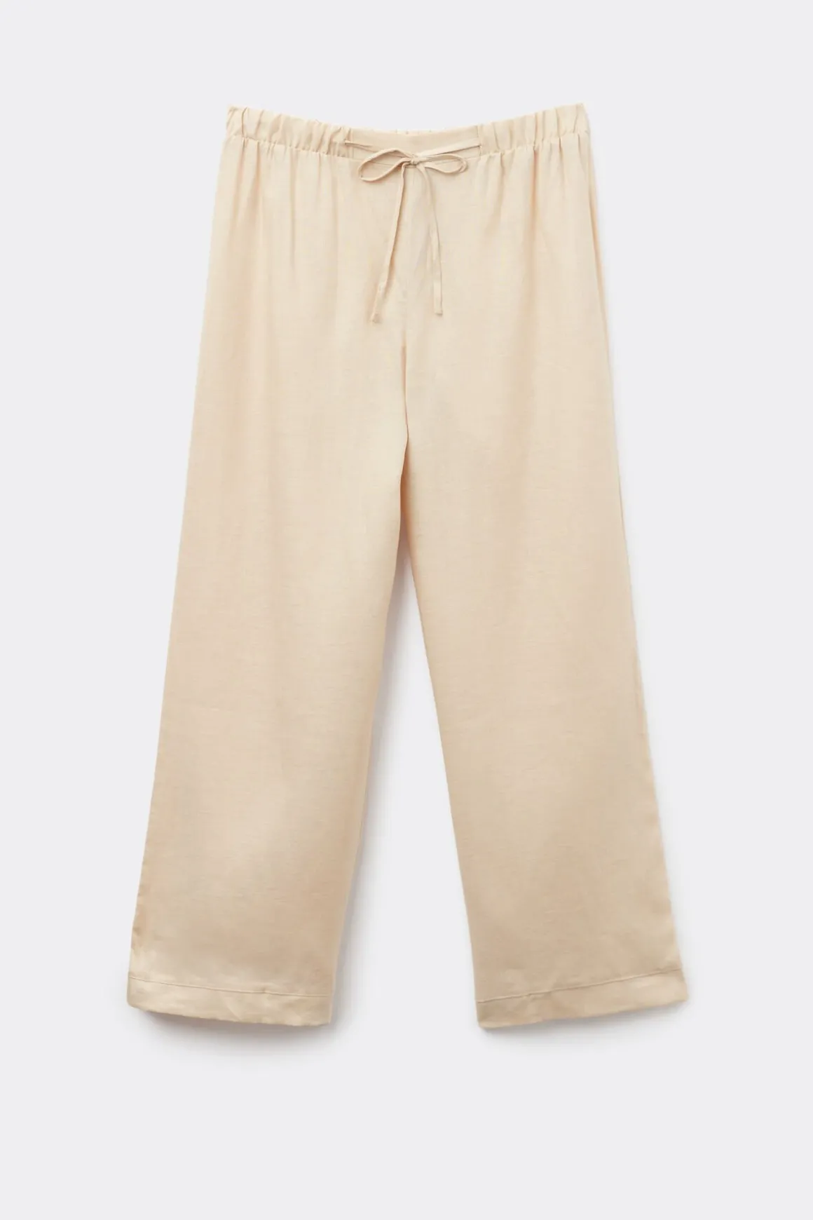 Pantalón Largo con Cordón Ajustable en Tela de Lino