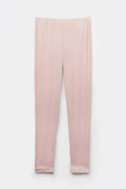 Pantalón Largo de Modal con Detalles de Encaje