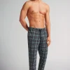 Pantalones Largos de Algodón Estampado Cuadros Azul/Verde