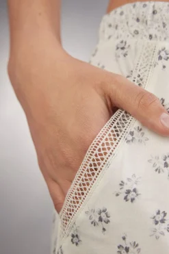 Pantalones Largos de Algodón Superior Dusty Flower