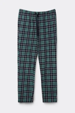 Pantalones Largos de Algodón Estampado Cuadros Azul/Verde