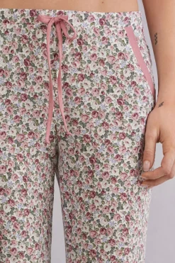 Pantalones Largos de Modal con Bajo Elástico Floral Romance