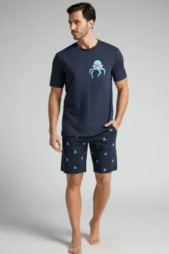 Pijama Corto Algodón Estampado Pulpo
