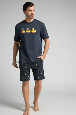 Pijama Corto Algodón Estampado Patitos