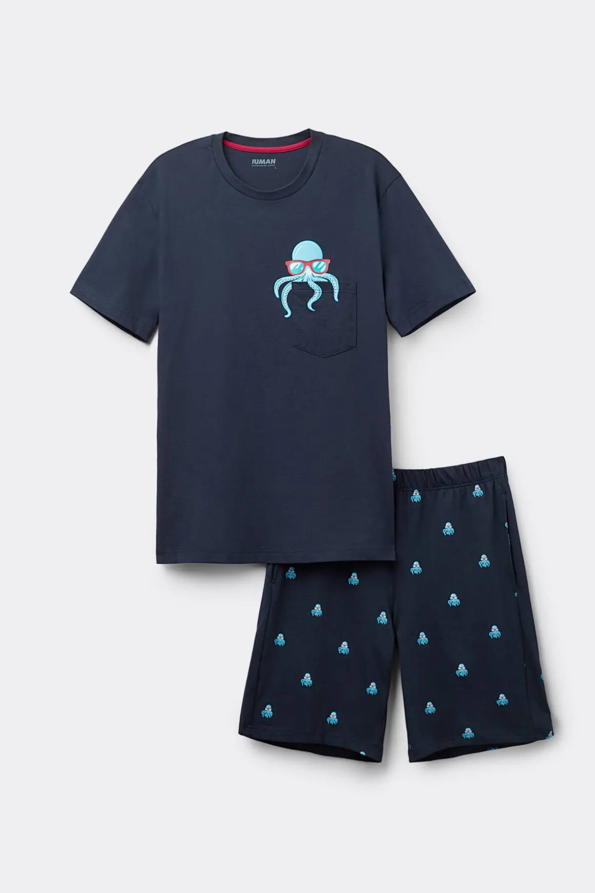 Pijama Corto Algodón Estampado Pulpo