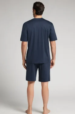 Pijama corto de algodón mercerizado premium