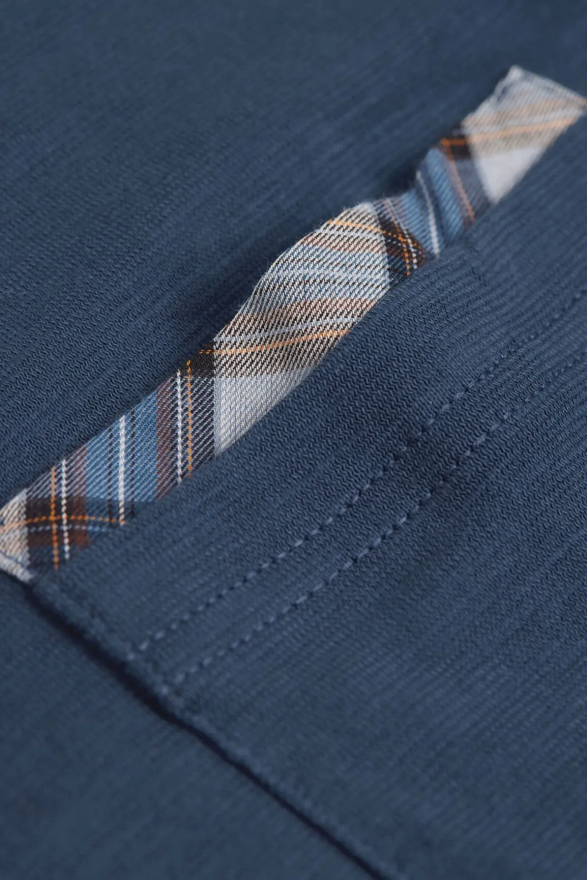 Pijama Corto de Algodón y Tela a Cuadros Denim