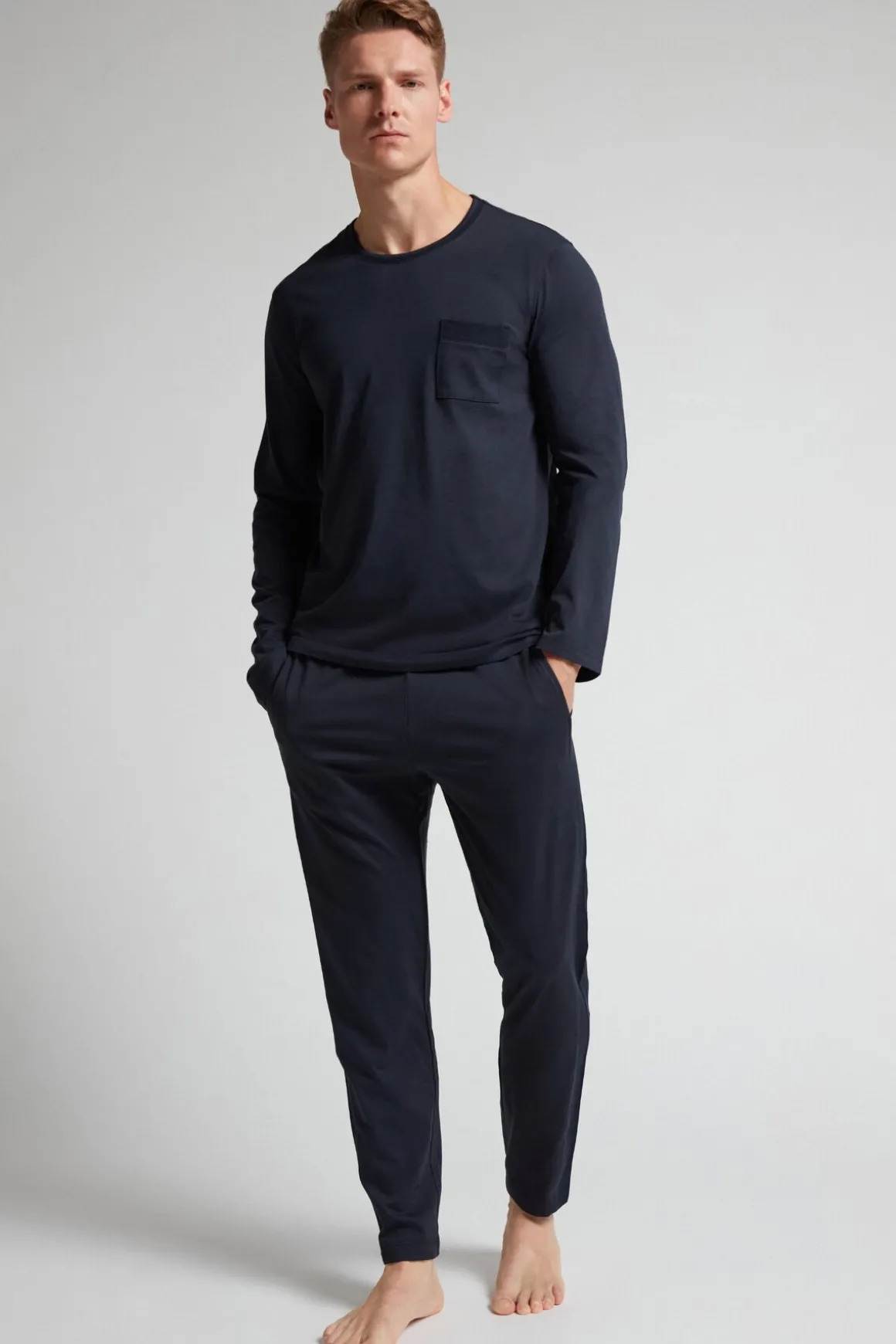 Pijama de Hombre de Algodón Superior Largo