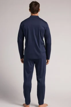 Pijama Largo con Abertura Delantera de Algodón