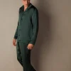 Pijama Largo de Seda con Ribete