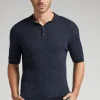 Polo de Manga Corta de Punto de Algodón de Canalé