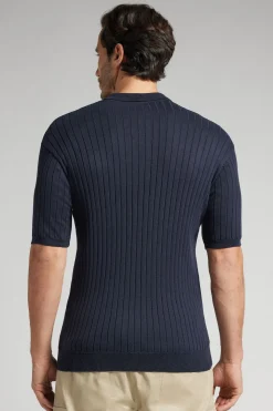 Polo de Manga Corta de Punto de Algodón de Canalé
