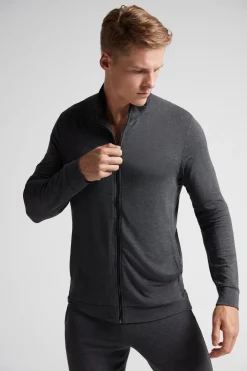 Sudadera con Cremallera de Seda y Modal