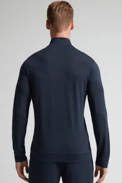 Sudadera con Cremallera de Seda y Modal
