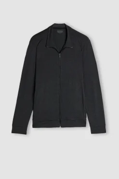 Sudadera con Cremallera de Seda y Modal