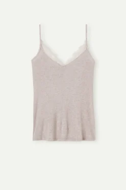 Top de Modal Ultraligero con Cashmere y Encaje